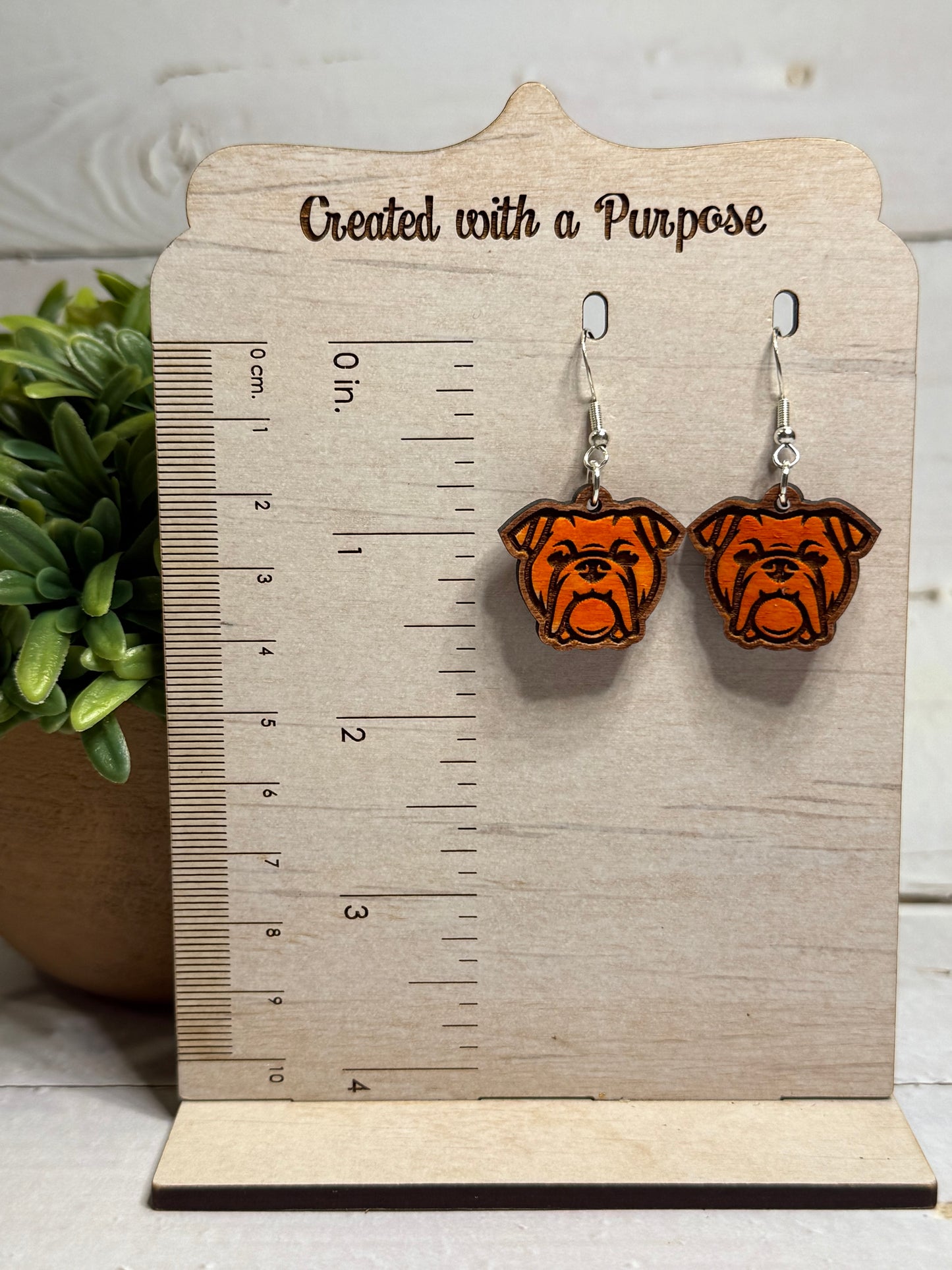 Orange Dog Dangle Earrings
