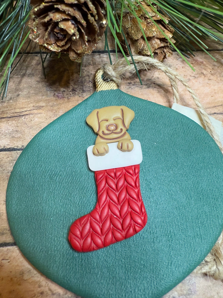 Dog in Red Stocking Ornament