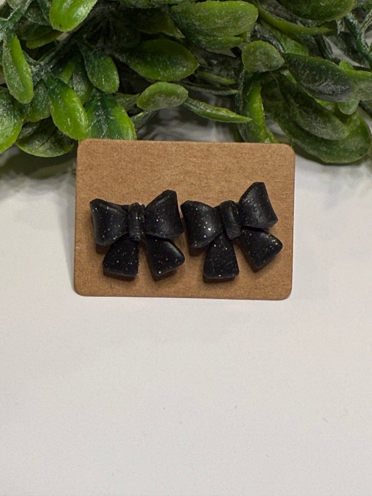 Black Sparkle Bow Stud