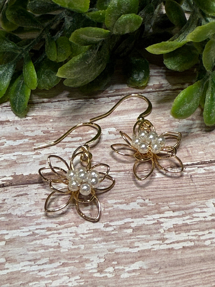 Gold Flower with Bead Center