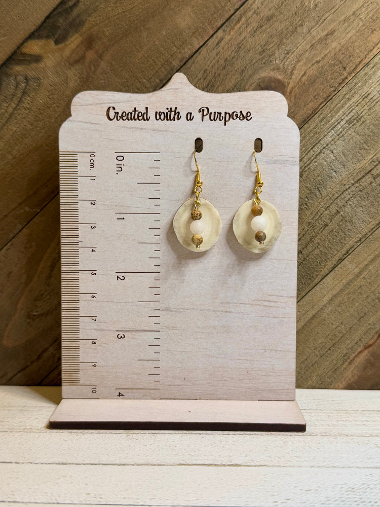 Natural Beads with Deer Antler Earrings