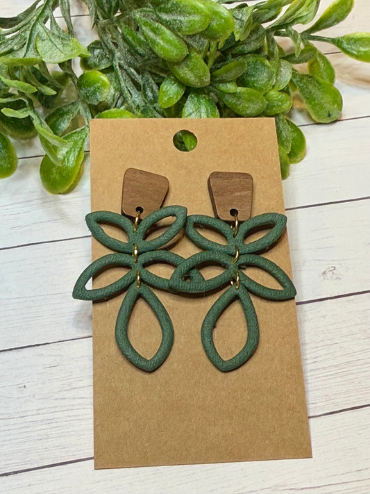 Hunter Green Triple Earrings