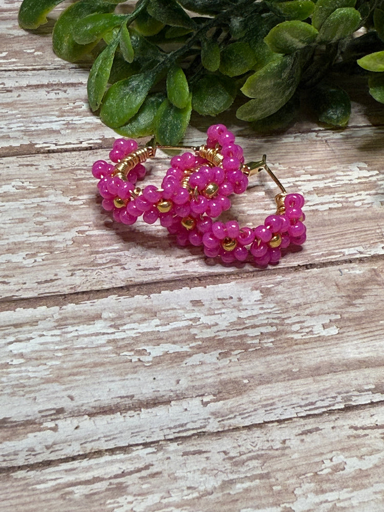 Pink and Gold Flower Hoop