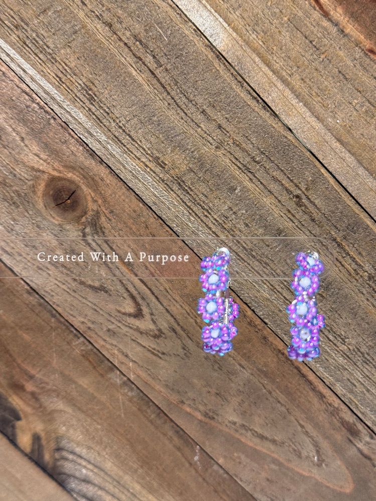 Purple and White Flower Hoops