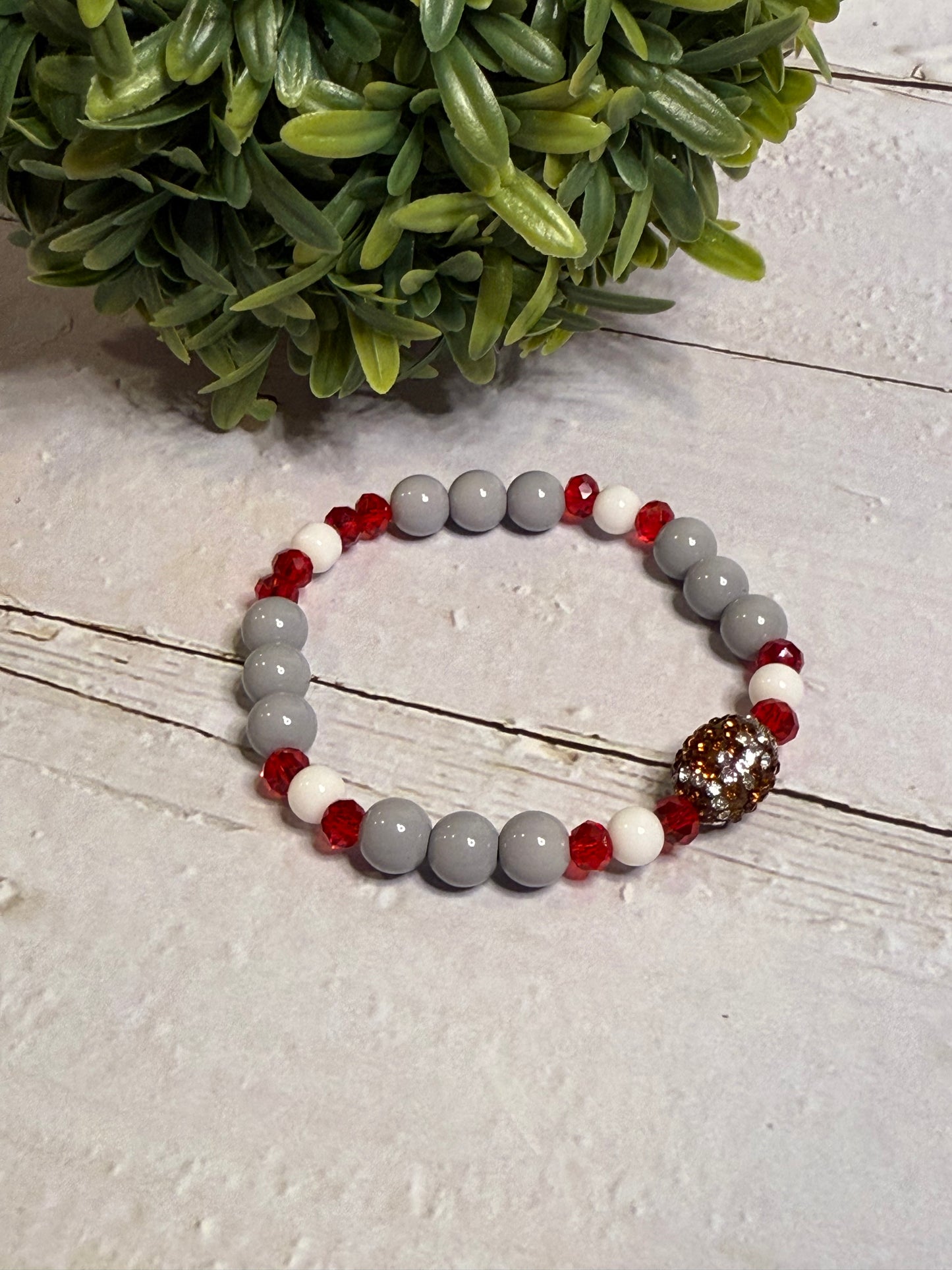 Rhinestone Football with Gray Beads