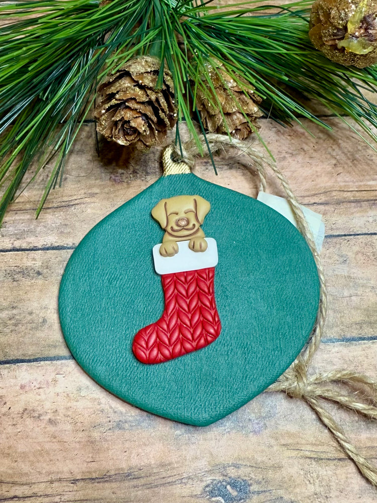 Dog in Red Stocking Ornament