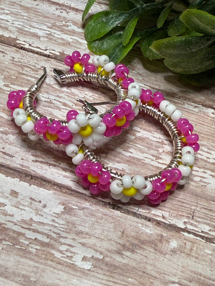 Pink and White Flower Hoop