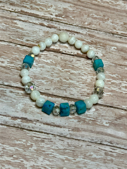 White and Square Turquoise Bracelet