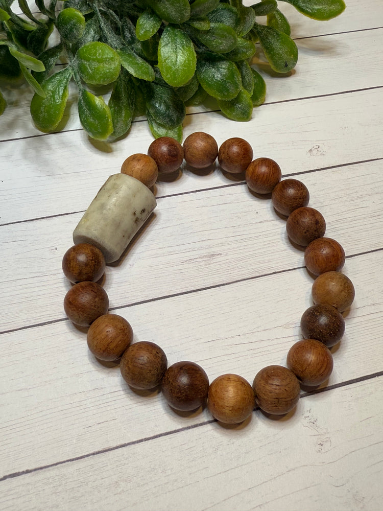 Wood with Deer Antler Men’s Bracelet