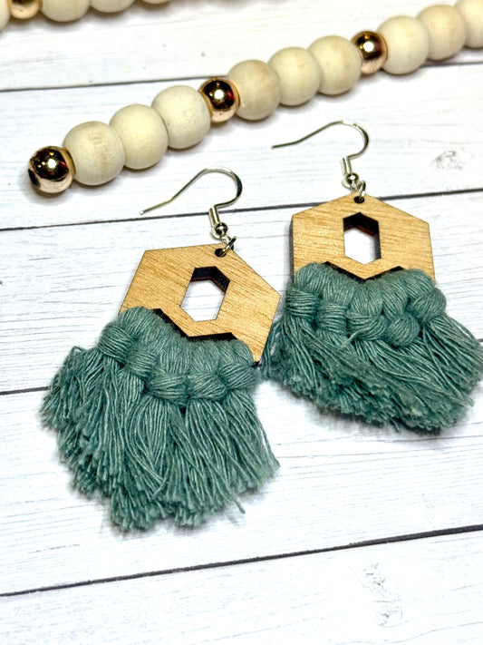 Sage Macrame Earrings