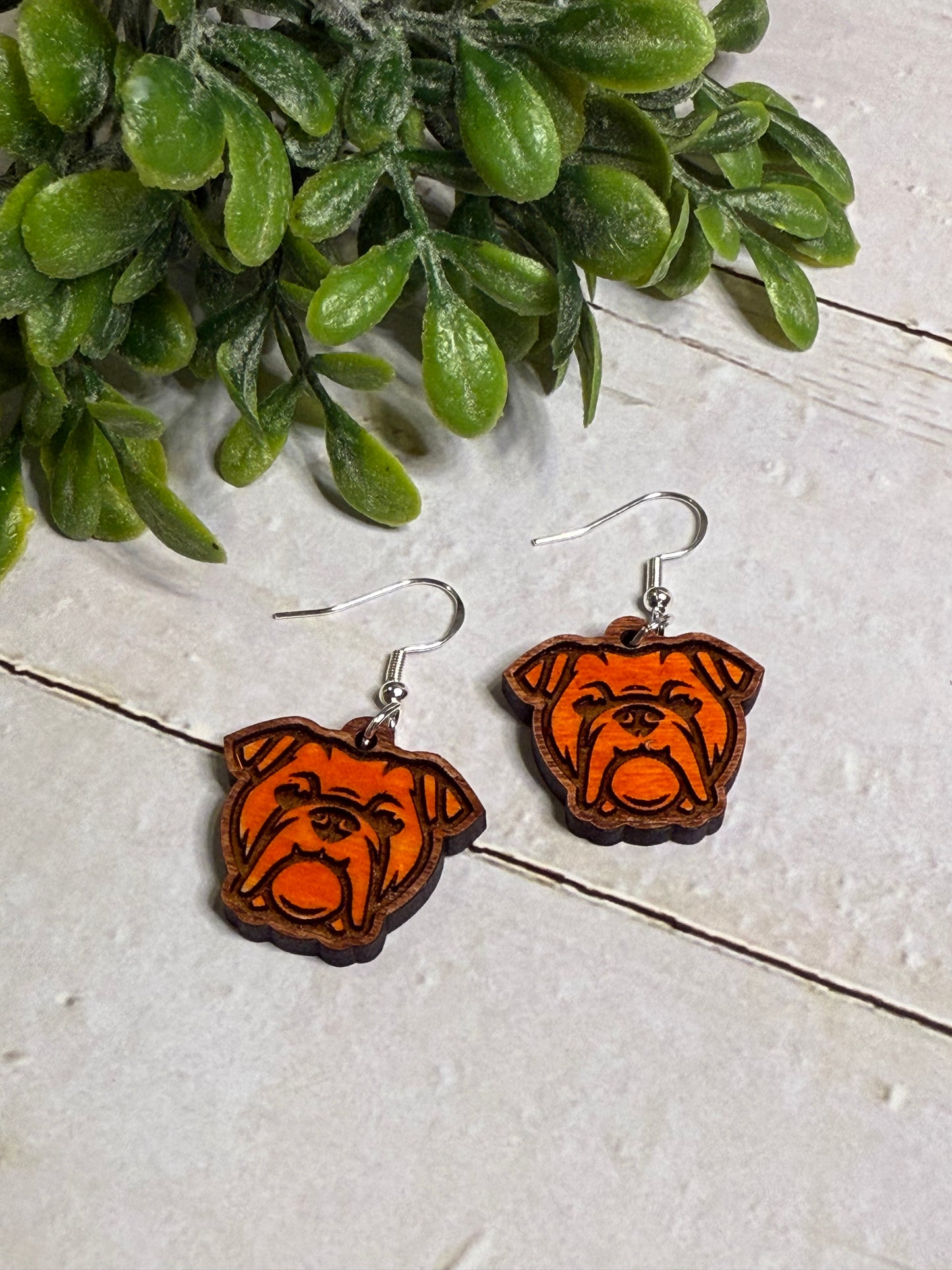 Orange Dog Dangle Earrings
