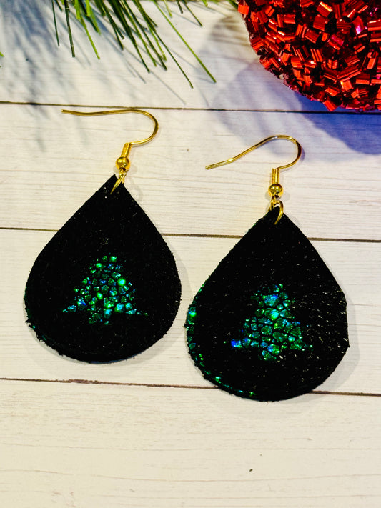 Sparkle Green with Black Christmas Tree