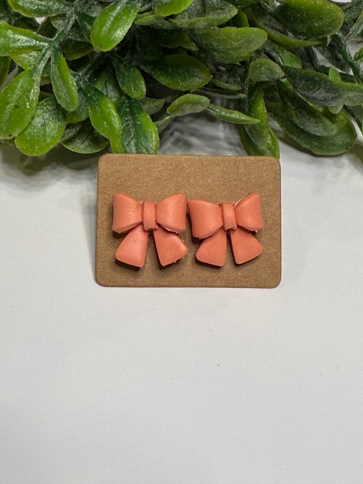 Peach Bow Studs
