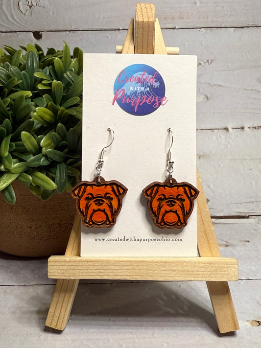 Orange Dog Dangle Earrings
