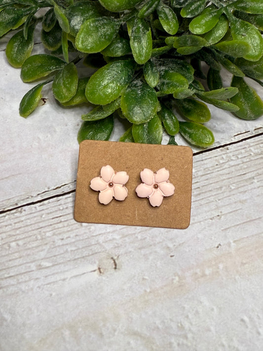 Pink Flower Studs