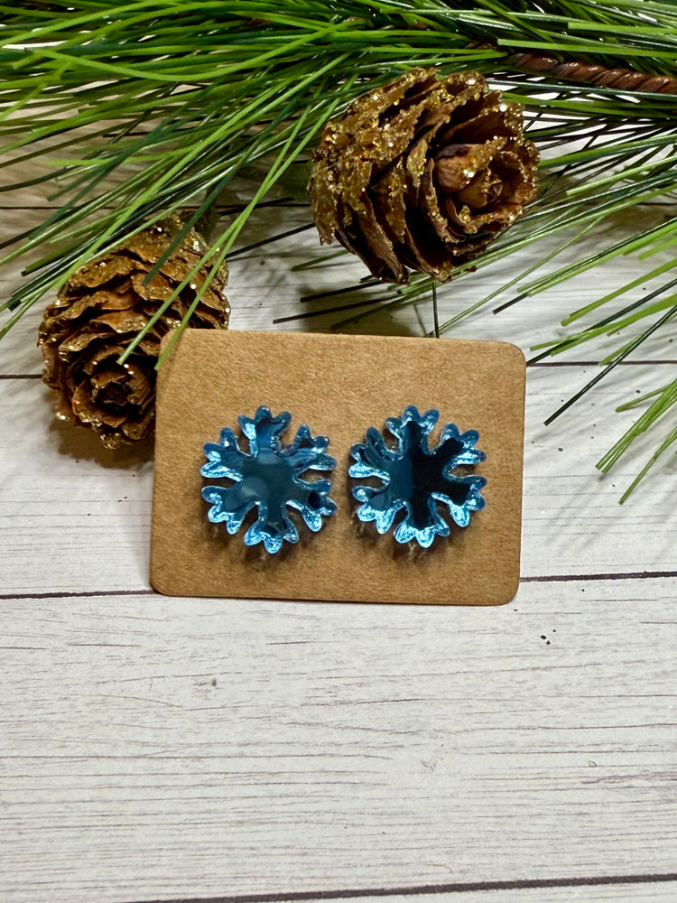 Ice Blue Snowflake Studs