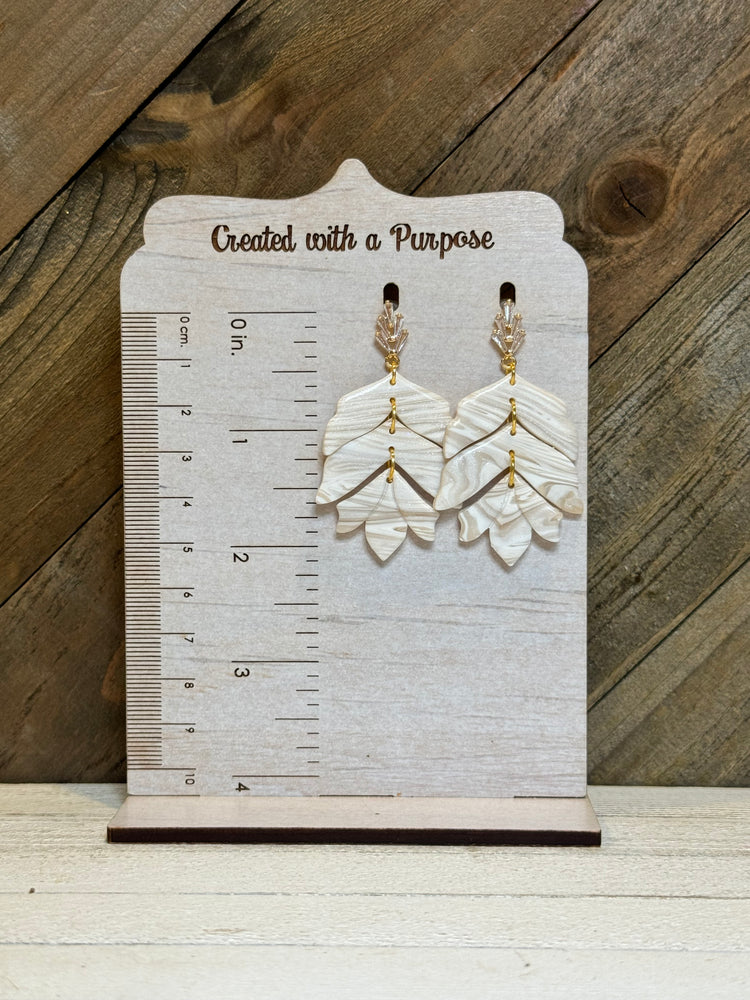 White Marble with Gold Top Earrings