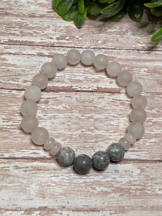 Rose Quartz with Gray Accents