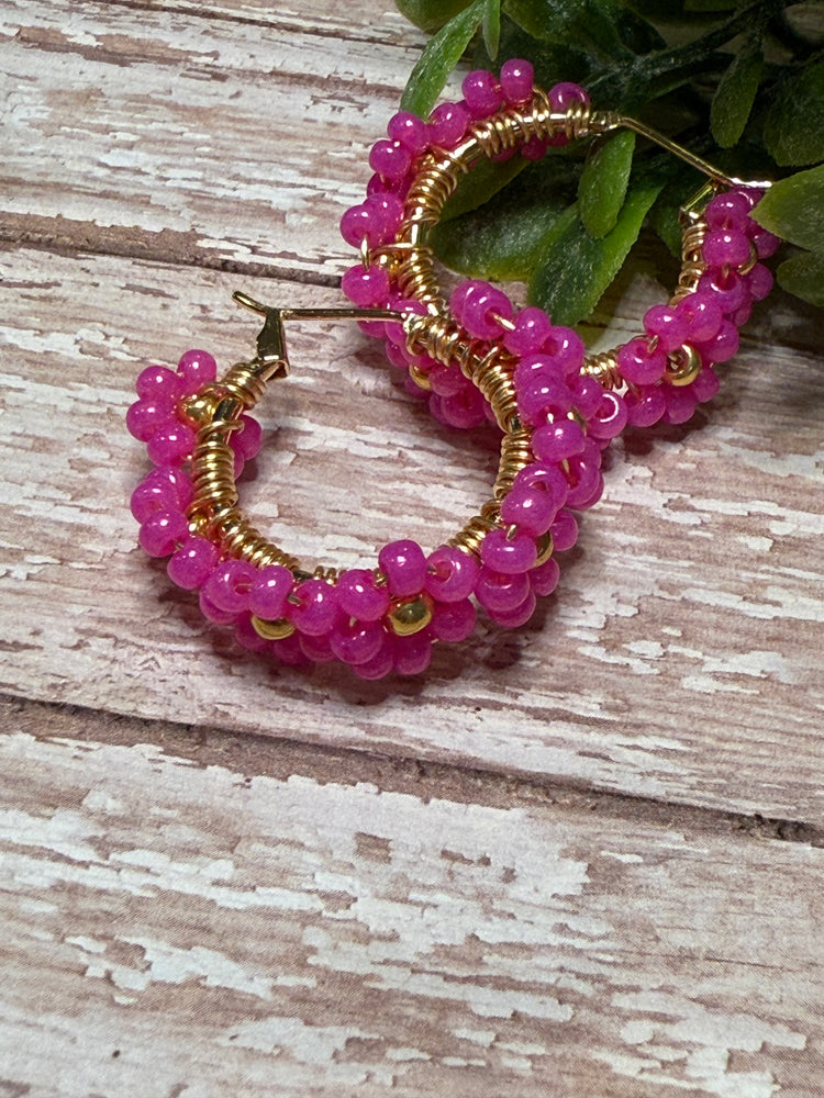 Pink and Gold Flower Hoop