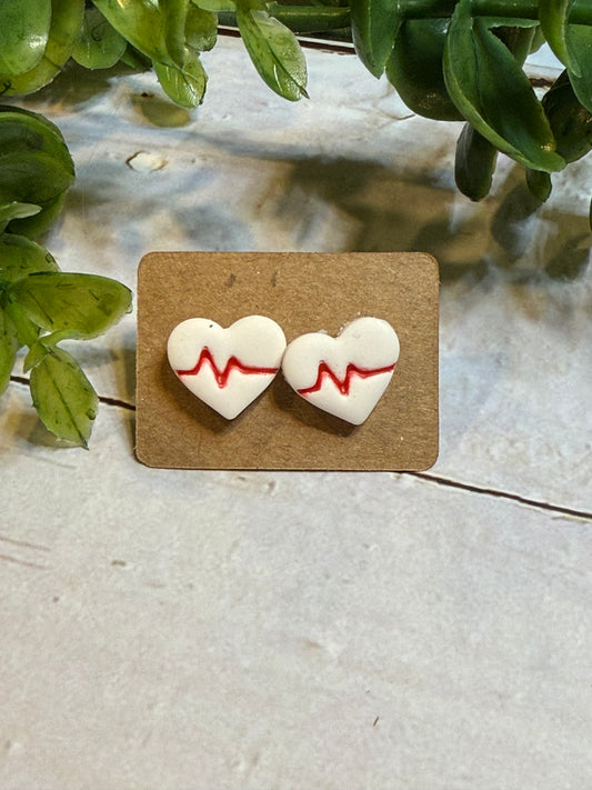 EKG Heart Stud