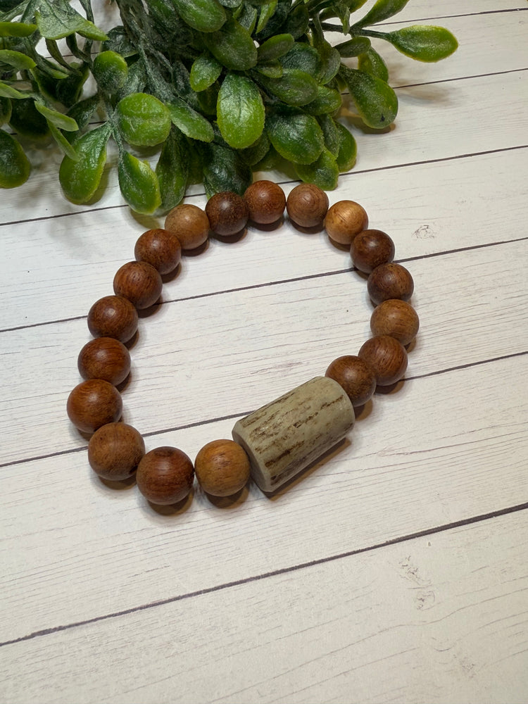 Wood with Deer Antler Men’s Bracelet