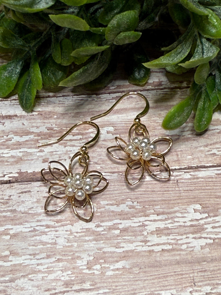 Gold Flower with Bead Center