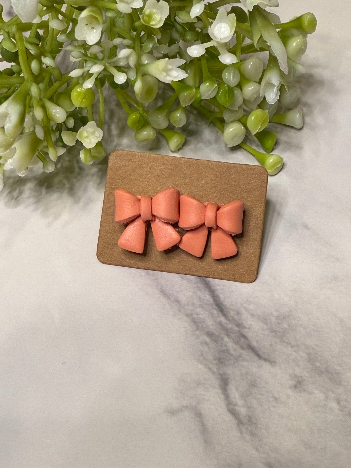Peach Bow Studs