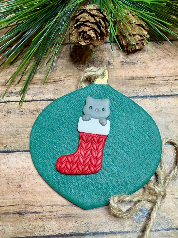 Cat in Red Stocking Ornament