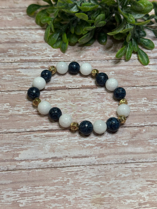 Navy, White, and Gold