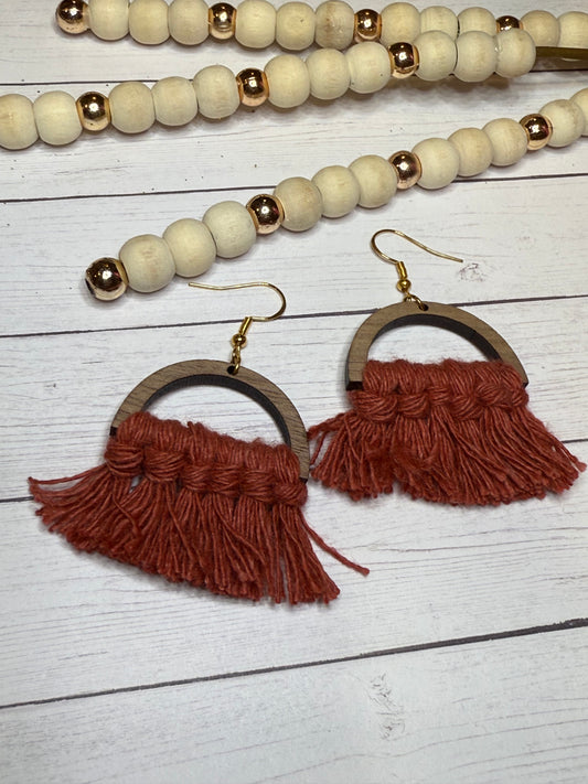 Terracotta Half Circle Macrame Earring