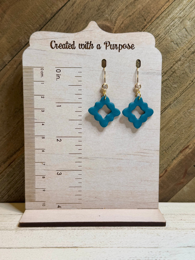 Teal Polymer Clay Earring