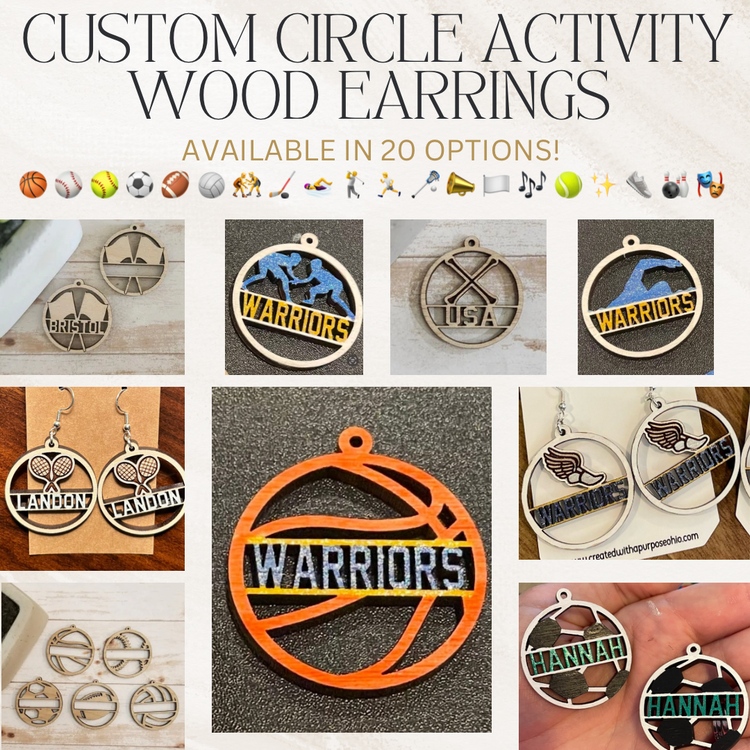 Customized Circle Wood Activity Earrings