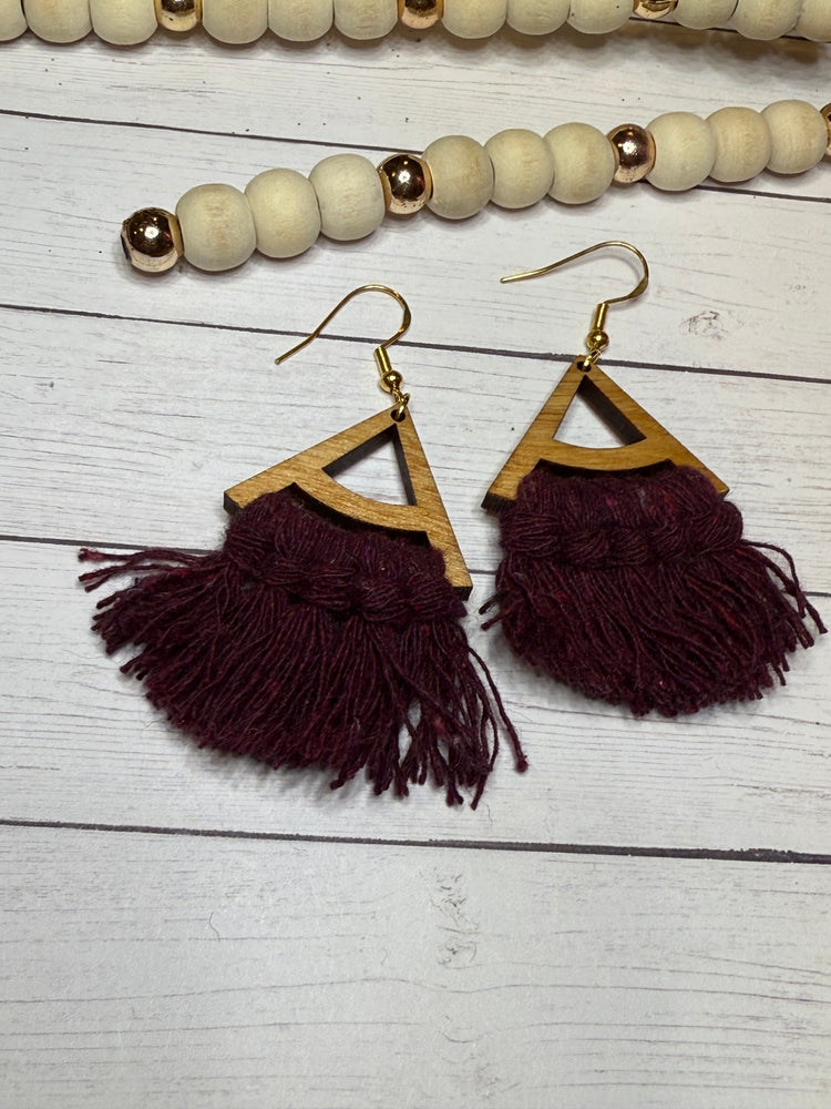 Purple Triangle Macrame Earrings