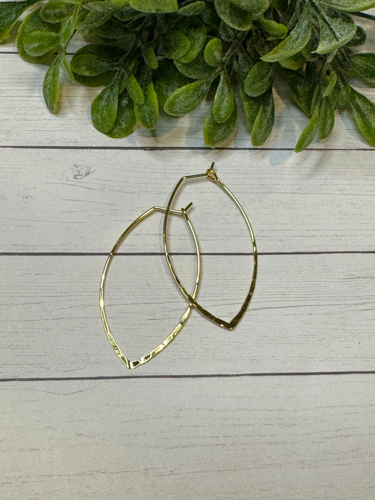Gold Hammered Oval Hoops