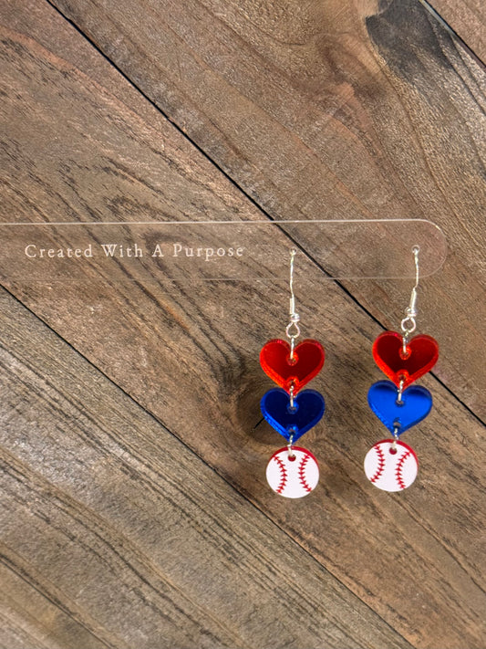 Red and Blue Heart Baseball