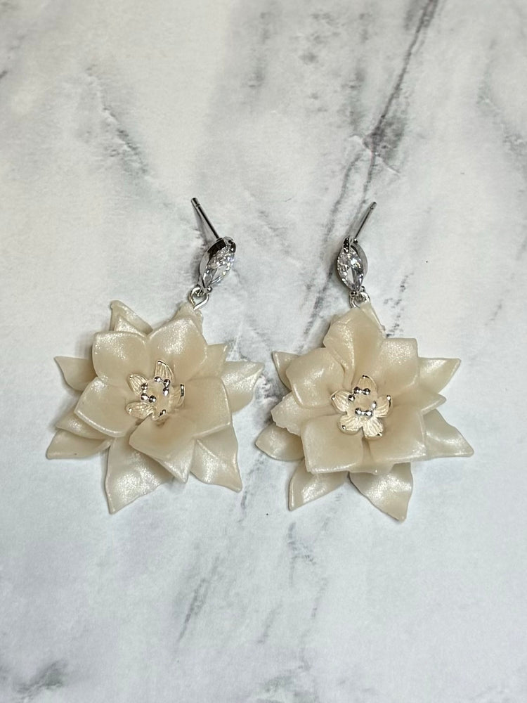 Translucent Pearl Flower Earrings