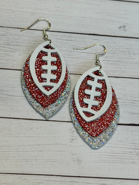 Sparkle Silver and Red Football
