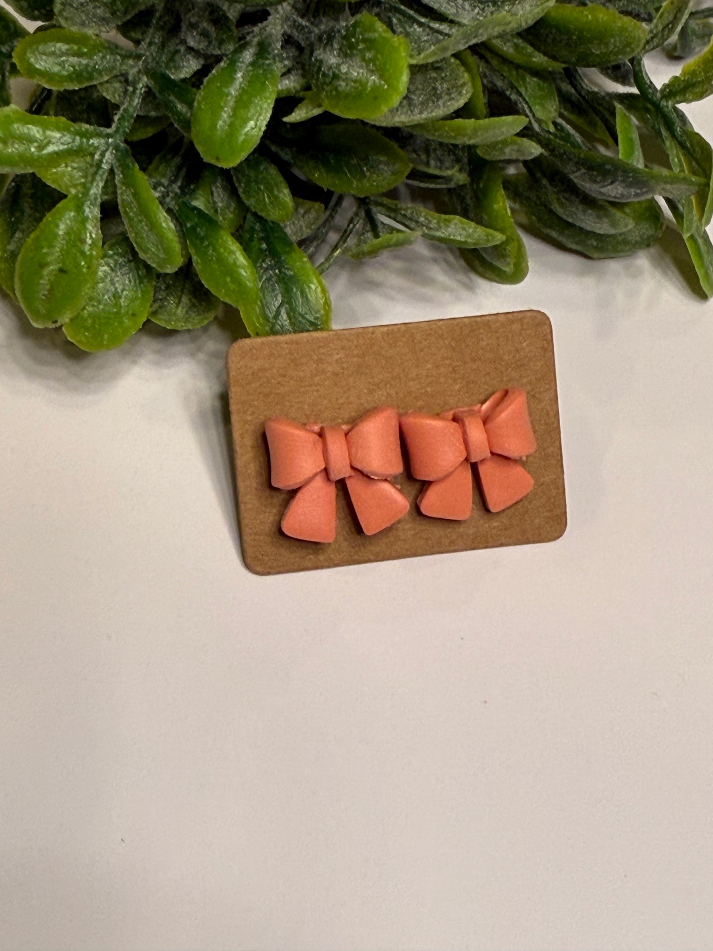 Peach Bow Studs