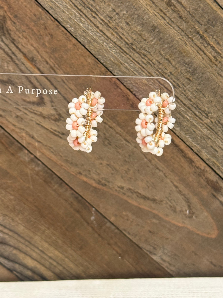 Cream and Sand Flower Hoops