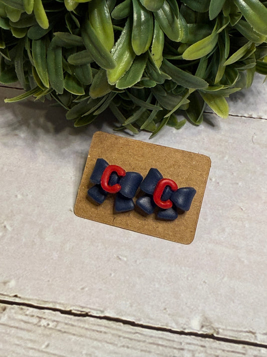 C Blue Bow Stud