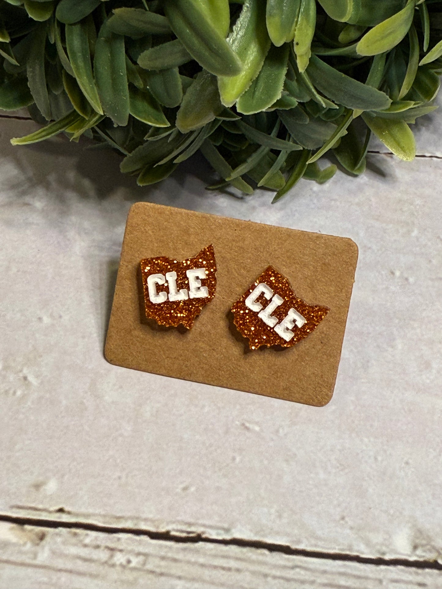 Glitter Orange CLE Studs