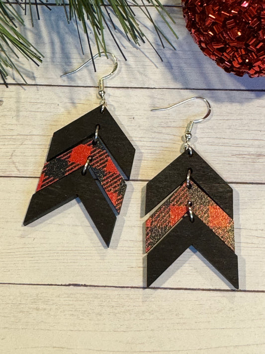 Wooden Red and Black Buffalo Chevron
