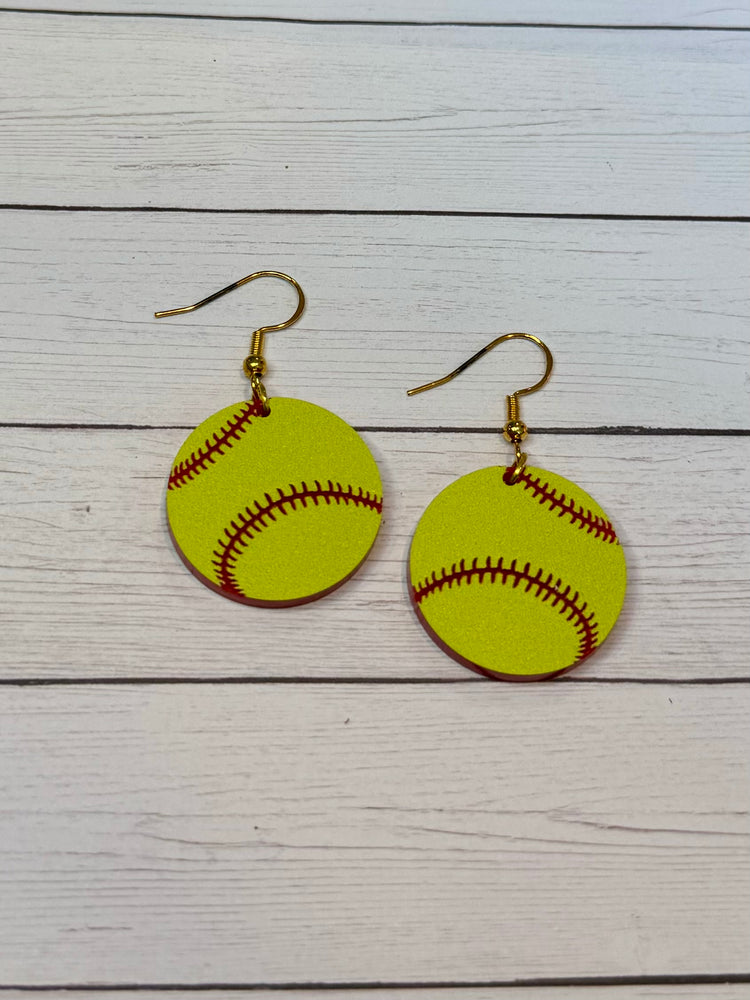 Acrylic Softball Earrings