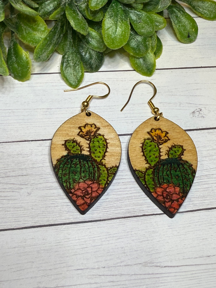 Cactus Wood Earrings