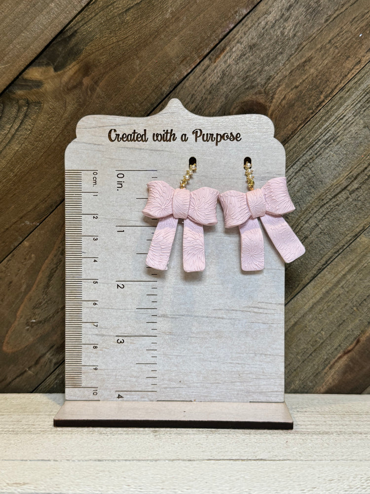 Pink Bow with Triple Pearl Topper