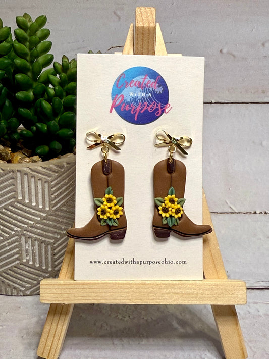 Sunflower Boot Earrings