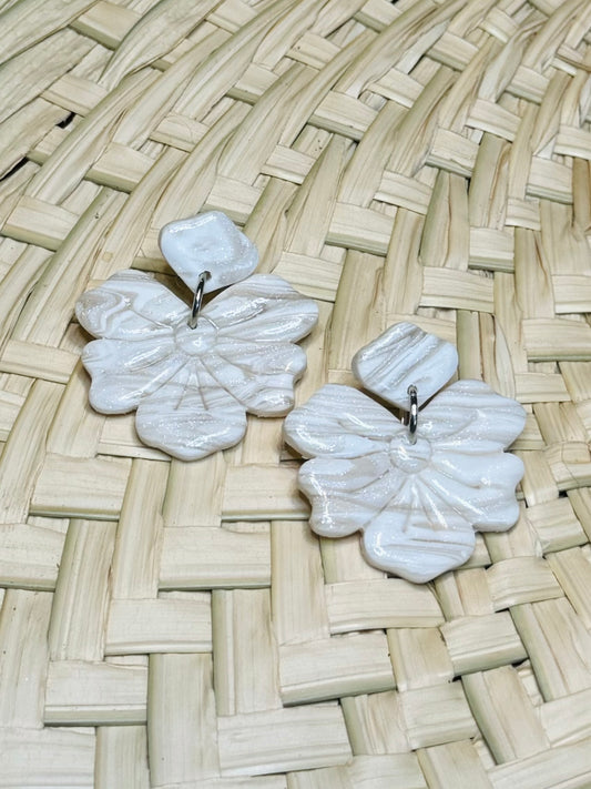 White Flower Formal Earrings