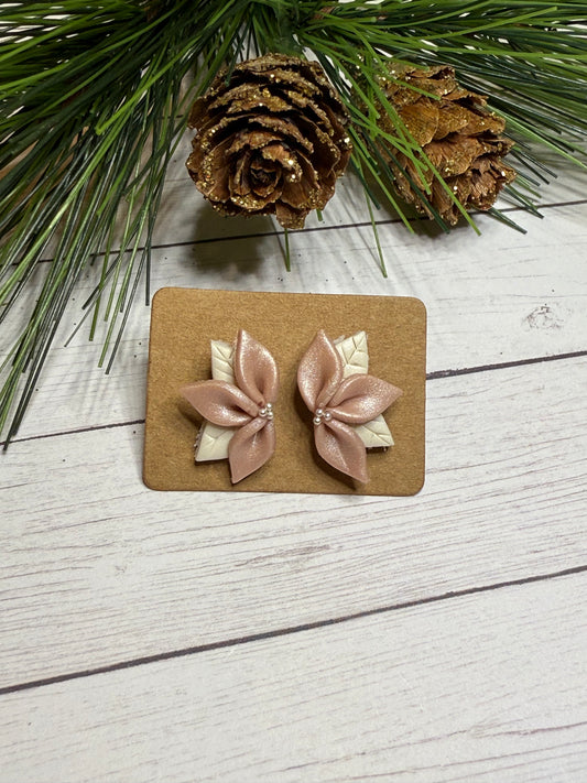 Pink Poinsettia Studs