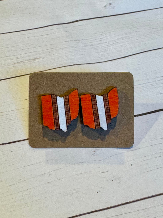 Orange Ohio Stripe Studs