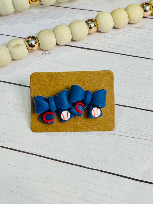 Blue Bow Studs